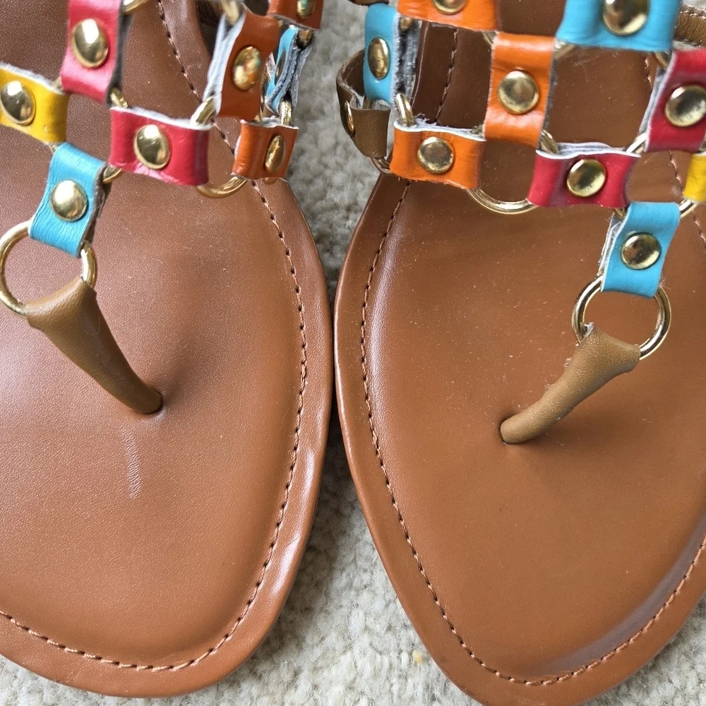 Kelly & Katie Leather Colorful Wedge Sandals Size 8